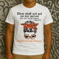 Thou Shalt Not Get On My Nerves Multiple Sclerosis Awareness Messy Bun MS T-Shirt thumb 3