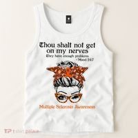 Thou Shalt Not Get On My Nerves Multiple Sclerosis Awareness Messy Bun MS Tank Top thumb 2