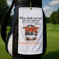 Thou Shalt Not Get On My Nerves Multiple Sclerosis Awareness Messy Bun MS Golf Towel thumb 2