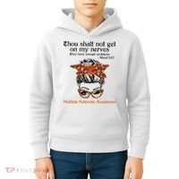 Thou Shalt Not Get On My Nerves Multiple Sclerosis Awareness Messy Bun MS Kids Hoodie thumb 4