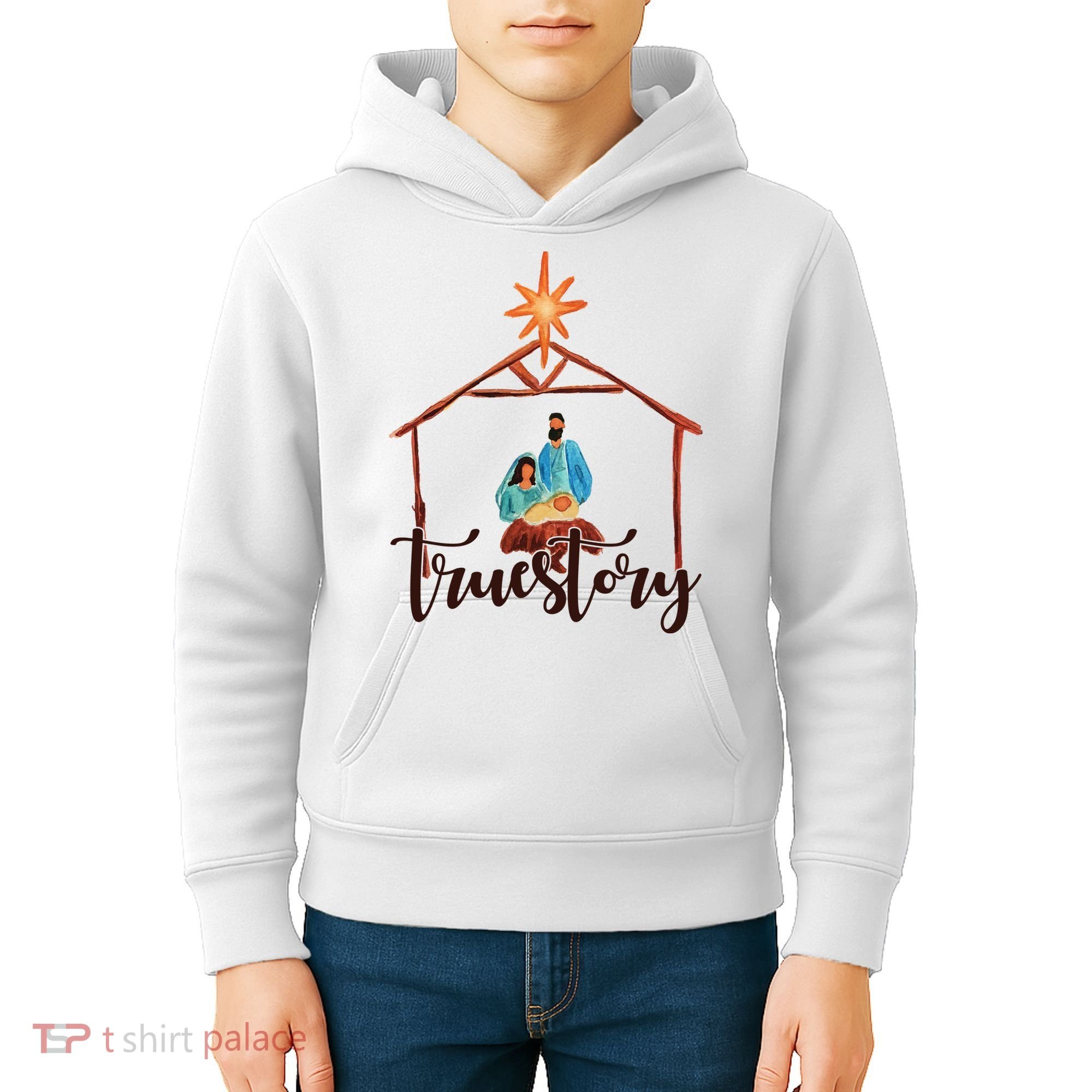 True Story Nativity Mary And Jesus Kids Hoodie