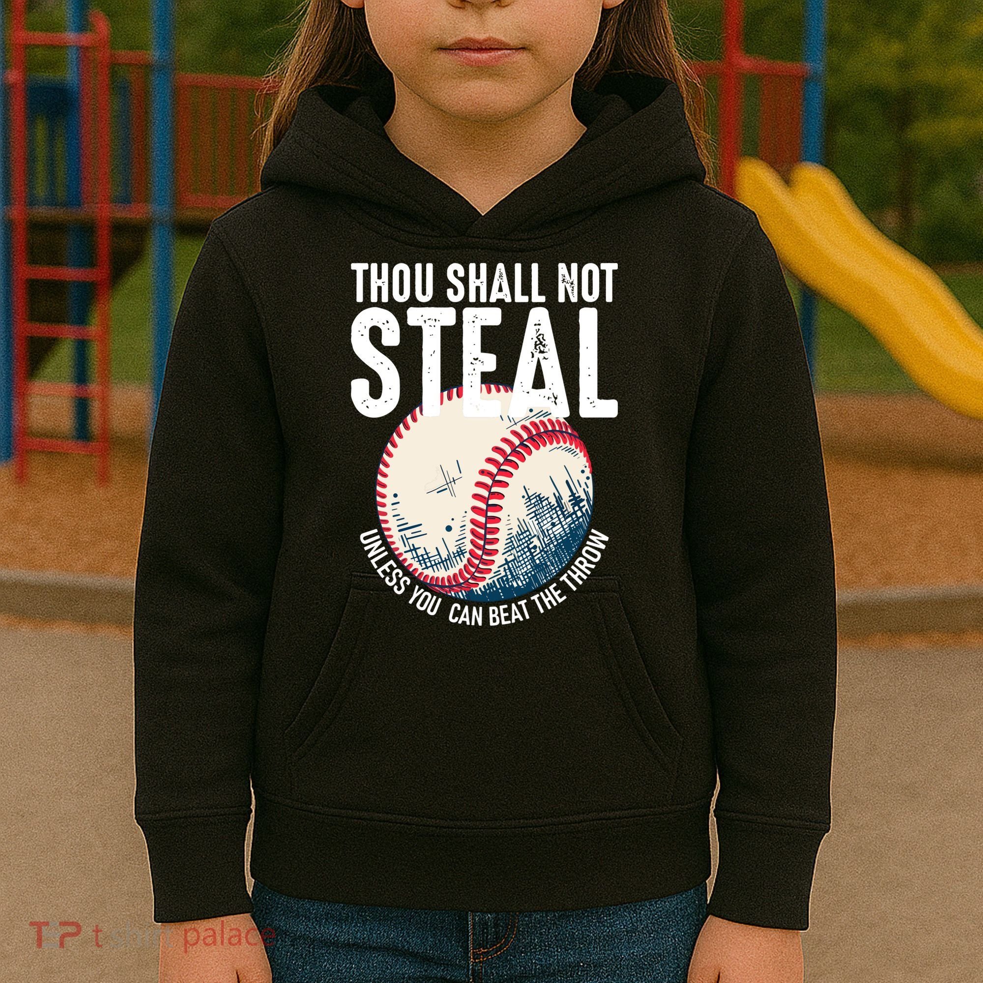 Thou Shall Not Steal Baseball Kids Hoodie