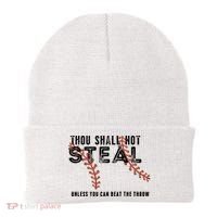 Thou Shall Not Steal Unless You Beat Throw Baseball Lover Gift Beanie thumb 0