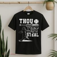 Thou Shalt Not Steal Pitcher Strikeout Baseball T-Shirt thumb 2