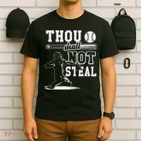 Thou Shalt Not Steal Pitcher Strikeout Baseball T-Shirt thumb 6