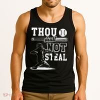 Thou Shalt Not Steal Pitcher Strikeout Baseball Tank Top thumb 3