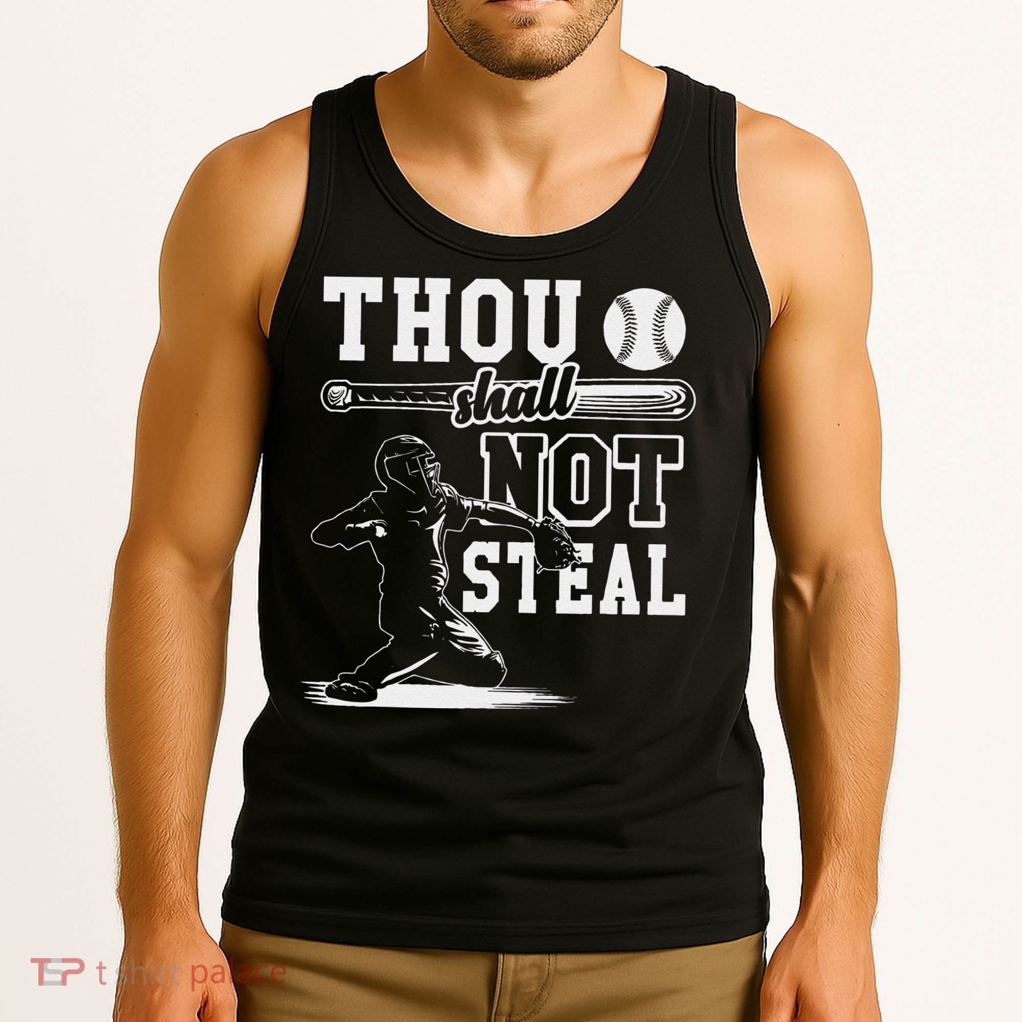 Thou Shalt Not Steal Pitcher Strikeout Baseball Tank Top