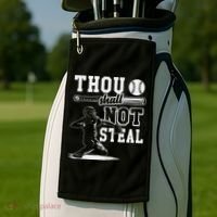 Thou Shalt Not Steal Pitcher Strikeout Baseball Golf Towel thumb 2