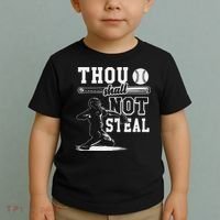 Thou Shalt Not Steal Pitcher Strikeout Baseball Toddler T-Shirt thumb 2