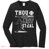 Thou Shalt Not Steal Pitcher Strikeout Baseball Women's Long Sleeve Shirt thumb 0