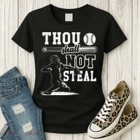 Thou Shalt Not Steal Pitcher Strikeout Baseball Women's T-Shirt thumb 3