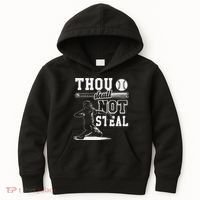 Thou Shalt Not Steal Pitcher Strikeout Baseball Kids Hoodie thumb 0
