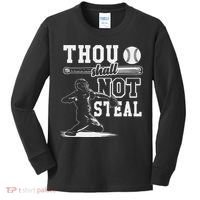 Thou Shalt Not Steal Pitcher Strikeout Baseball Kids Long Sleeve Shirt thumb 0