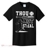 Thou Shalt Not Steal Pitcher Strikeout Baseball Kids T-Shirt thumb 0