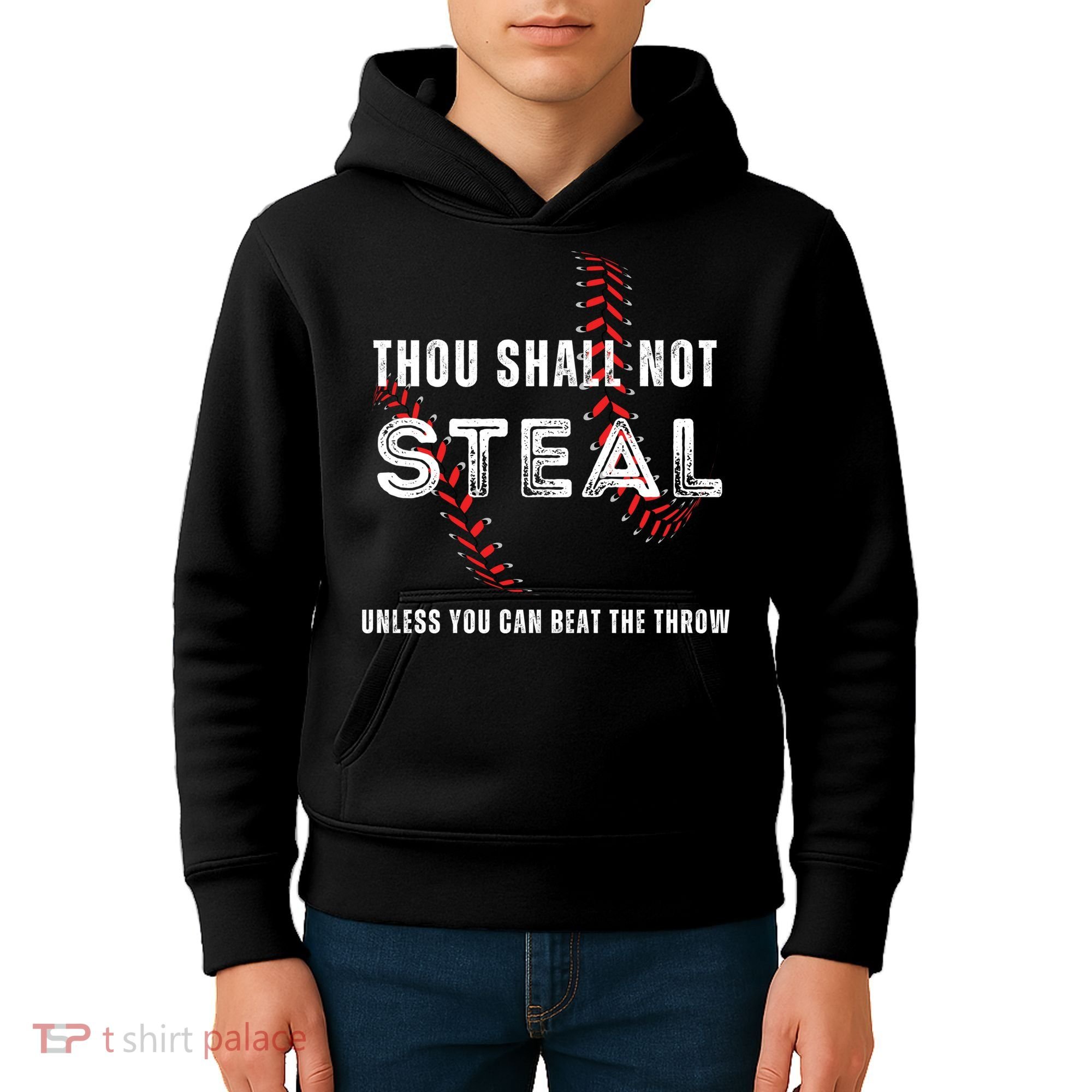 Thou Shall Not Steal Baseball Gift Kids Hoodie