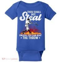 Thou Shall Not Steal Unless You Can Beat The Throw Baseball Gift Baby Bodysuit thumb 0