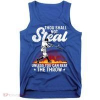 Thou Shall Not Steal Unless You Can Beat The Throw Baseball Gift Tank Top thumb 0