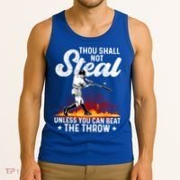 Thou Shall Not Steal Unless You Can Beat The Throw Baseball Gift Tank Top thumb 3