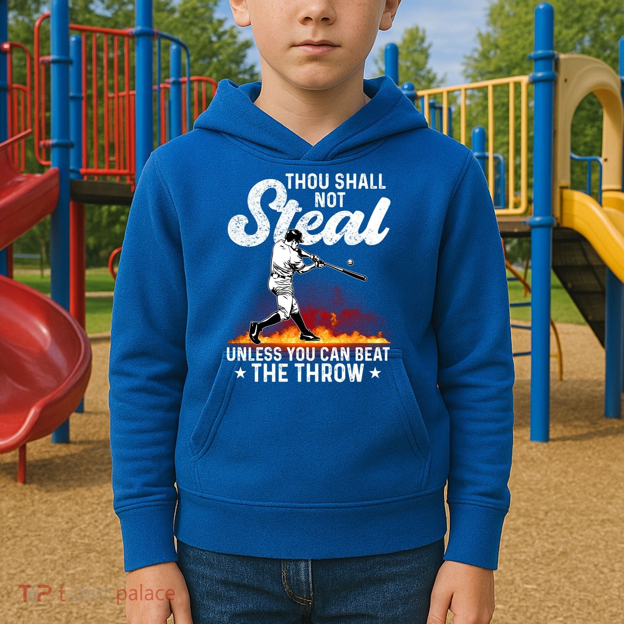 Thou Shall Not Steal Unless You Can Beat The Throw Baseball Gift Kids Hoodie