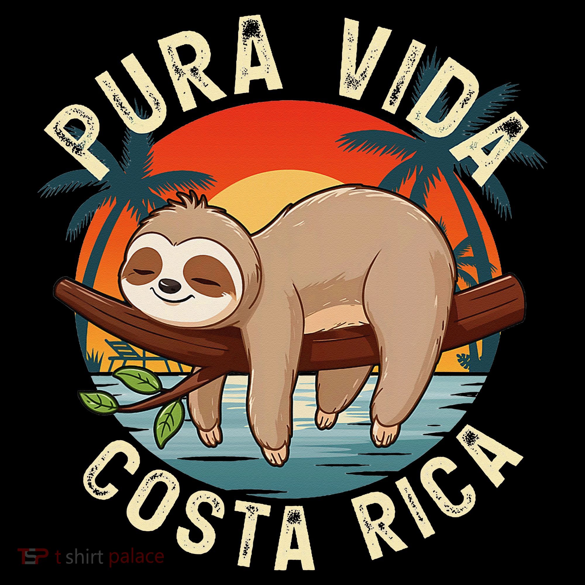 Tropical Sunset Nature Sloth Costa Rica Pura Vida Beach Gift Coffee Mug