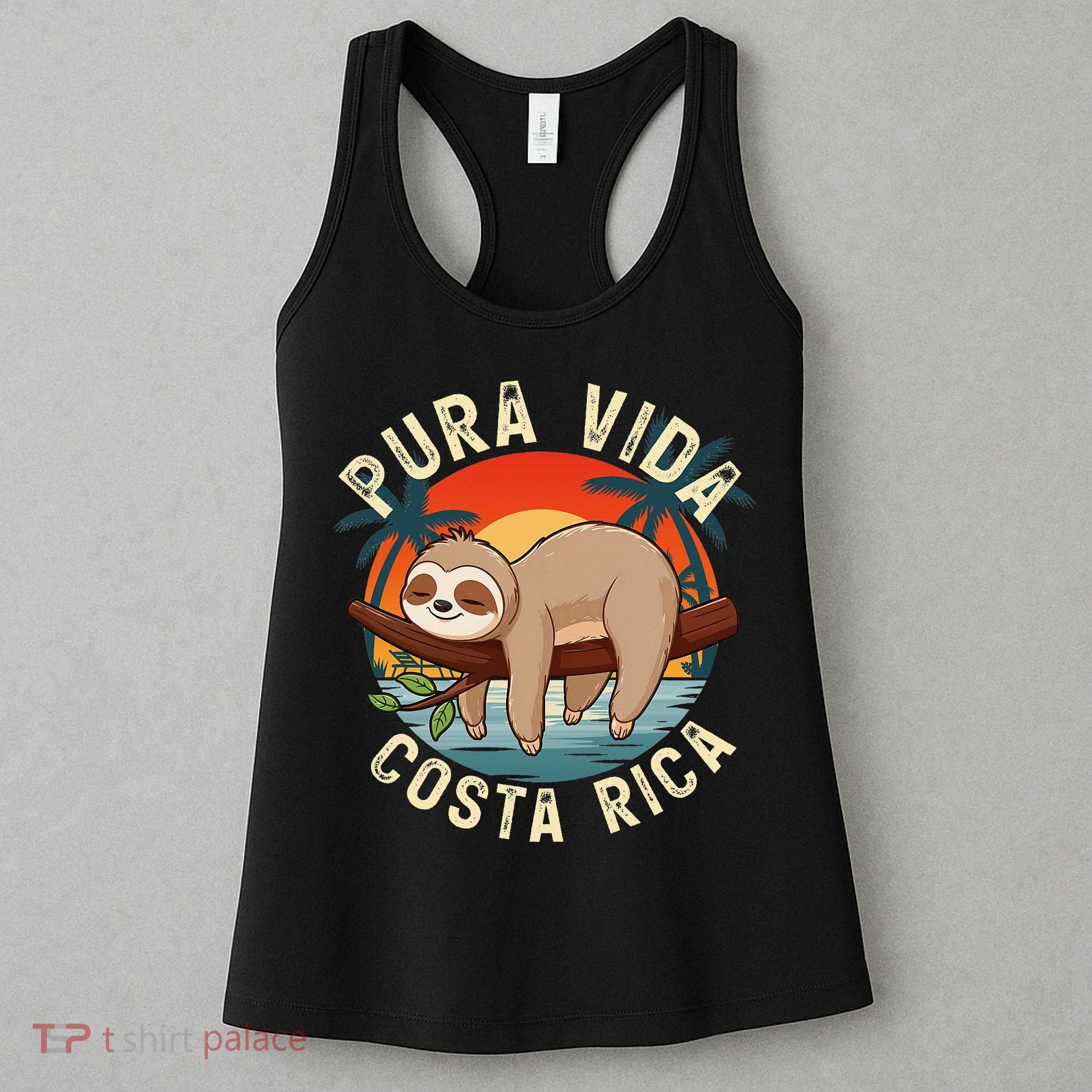 Tropical Sunset Nature Sloth Costa Rica Pura Vida Beach Gift Women's Tank Top