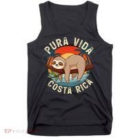 Tropical Sunset Nature Sloth Costa Rica Pura Vida Beach Gift Tank Top thumb 0