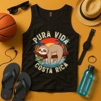 Tropical Sunset Nature Sloth Costa Rica Pura Vida Beach Gift Tank Top thumb 4