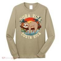 Tropical Sunset Nature Sloth Costa Rica Pura Vida Beach Gift Long Sleeve Shirt thumb 0