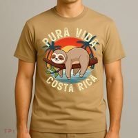 Tropical Sunset Nature Sloth Costa Rica Pura Vida Beach Gift T-Shirt thumb 3