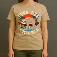 Tropical Sunset Nature Sloth Costa Rica Pura Vida Beach Gift T-Shirt thumb 4