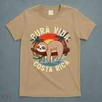 Tropical Sunset Nature Sloth Costa Rica Pura Vida Beach Gift T-Shirt thumb 5