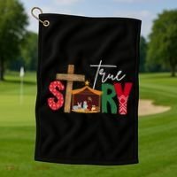 True Story Nativity Christmas Jesus Christian Golf Towel thumb 1