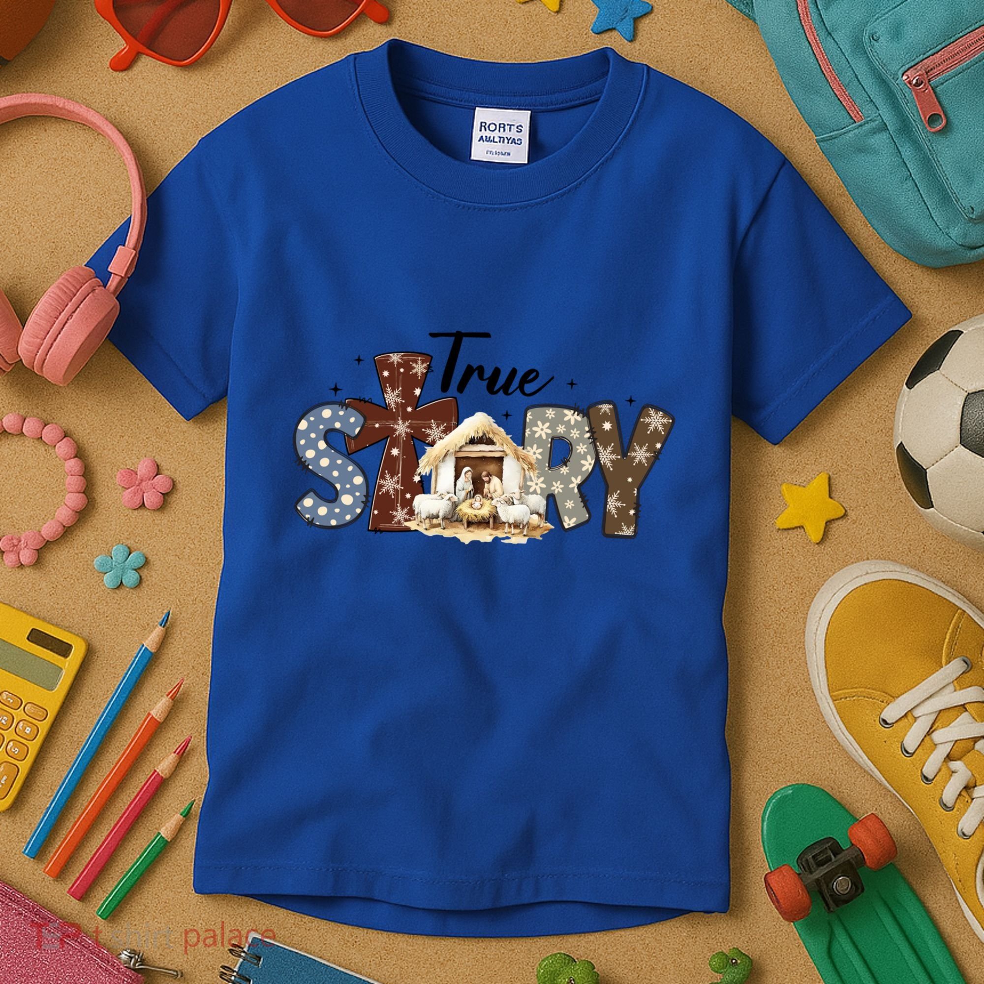 True Story Nativity Christmas Jesus Faith Based Christmas Gift Kids T-Shirt
