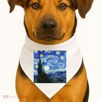 The Starry Night By Vincent Van Gogh USA-Made Doggie Bandana thumb 1