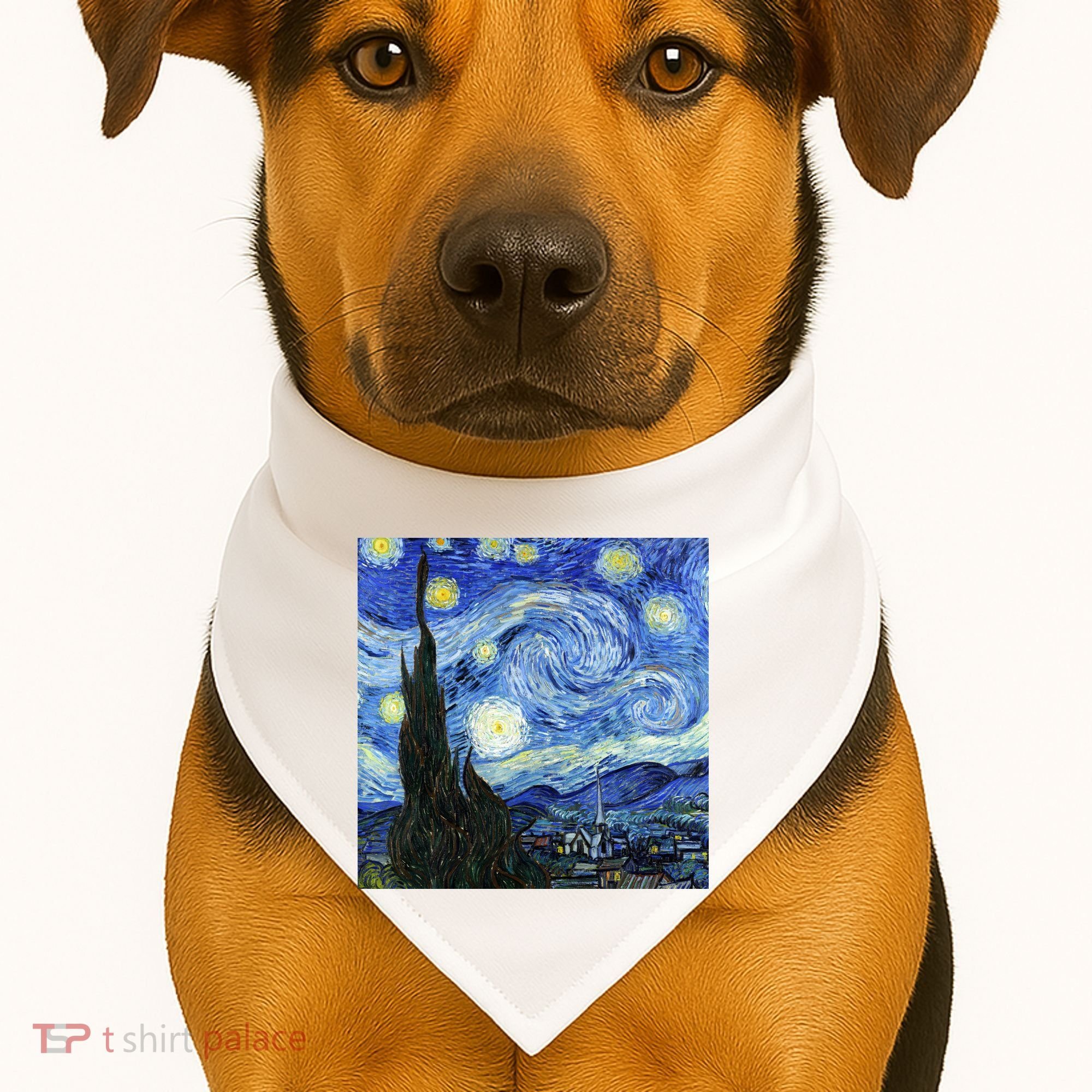 The Starry Night By Vincent Van Gogh USA-Made Doggie Bandana