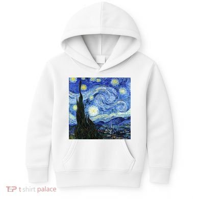 The Starry Night By Vincent Van Gogh Kids Hoodie