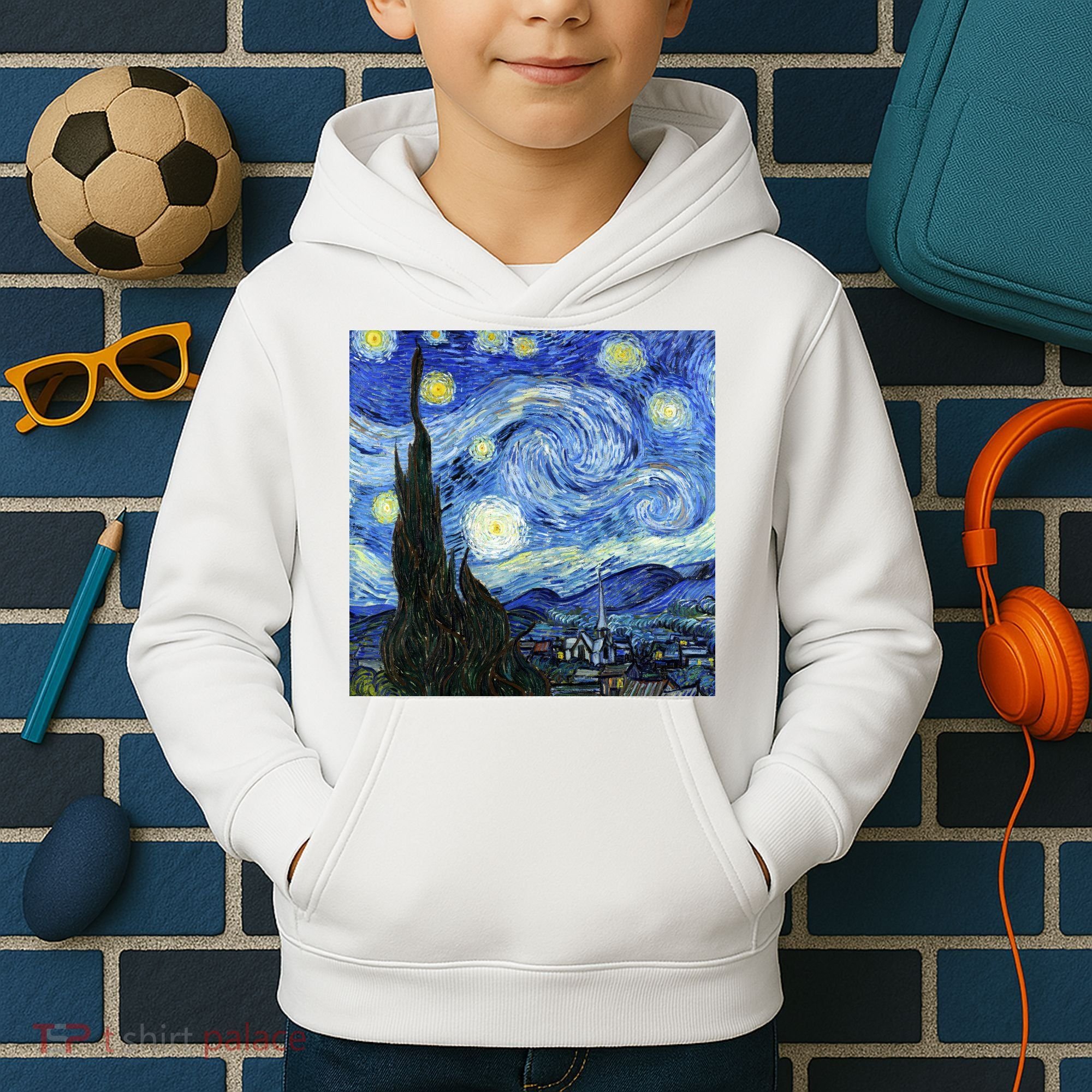 The Starry Night By Vincent Van Gogh Kids Hoodie