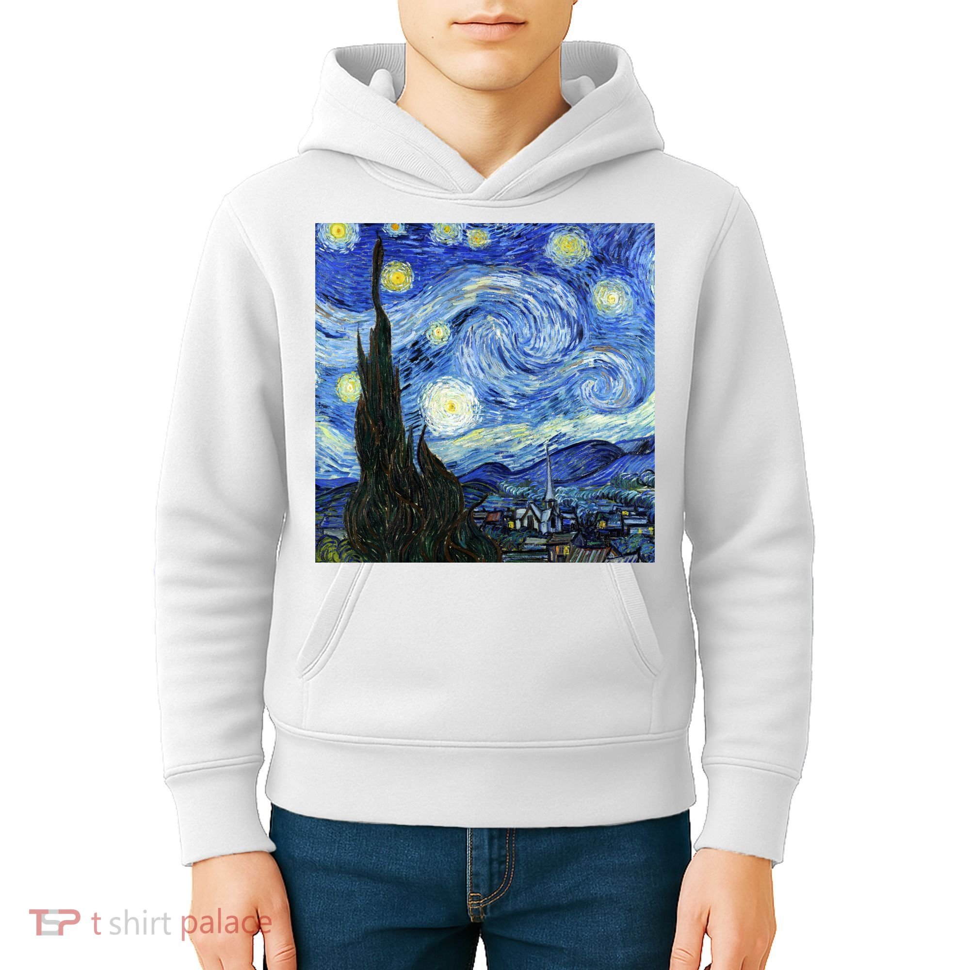 The Starry Night By Vincent Van Gogh Kids Hoodie