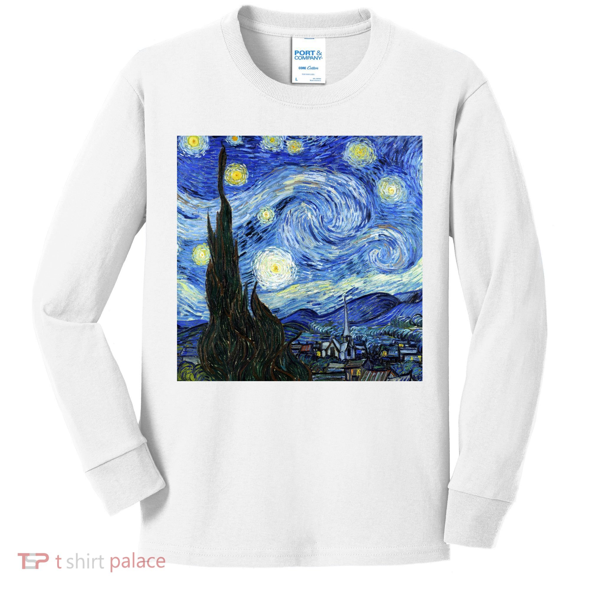 The Starry Night By Vincent Van Gogh Kids Long Sleeve Shirt