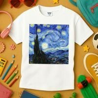 The Starry Night By Vincent Van Gogh Kids T-Shirt thumb 3