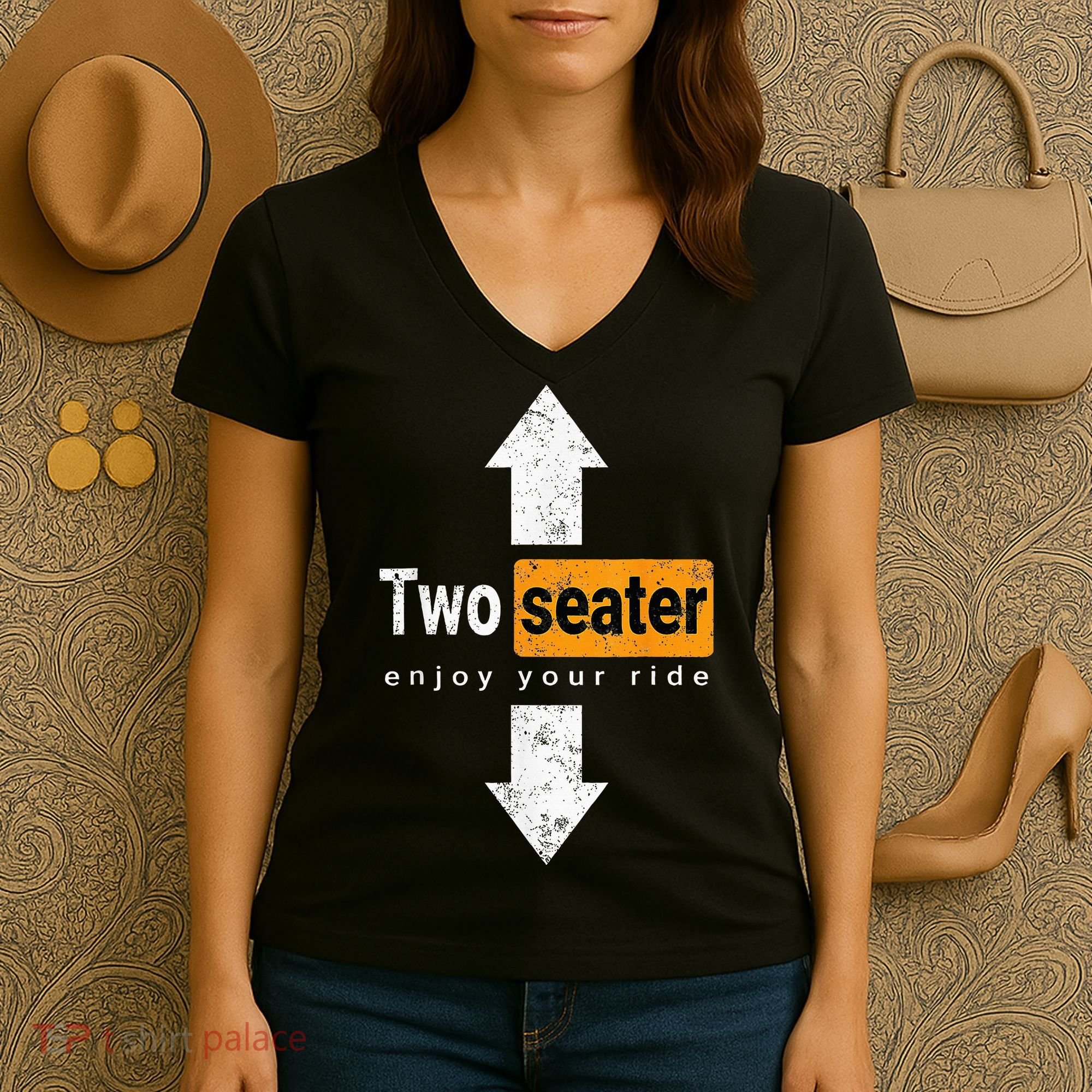 Two Seater Naughty Dirty Adult Humor Women's V-Neck T-Shirt