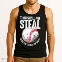 Thou Shall Not Steal Unless You Can Beat The Throw Baseball Tank Top thumb 3