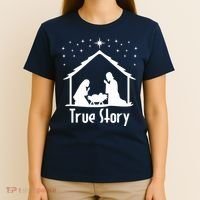 True Story Of Jesus Birth Nativity Christmas Religious T-Shirt thumb 4