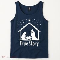 True Story Of Jesus Birth Nativity Christmas Religious Tank Top thumb 2