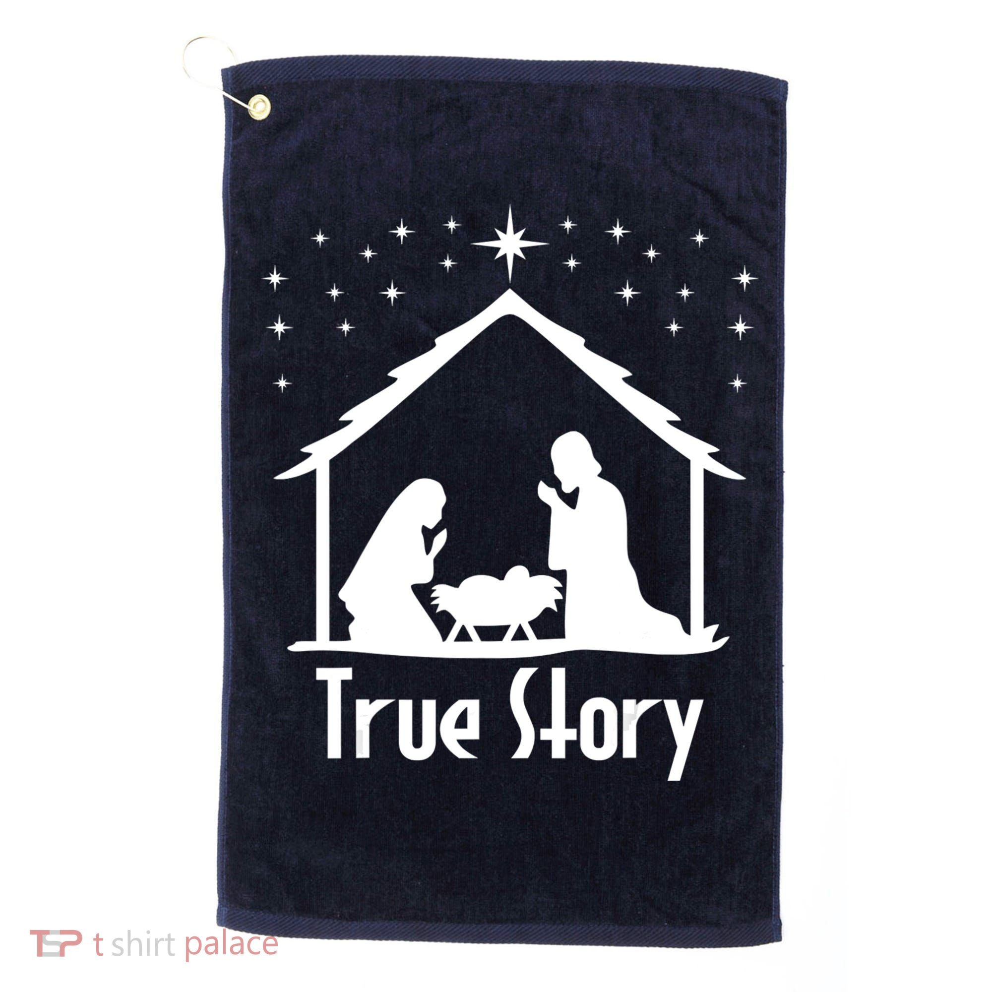 True Story Of Jesus Birth Nativity Christmas Religious Golf Towel