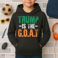 Trump St Patrick's Day Party Gift Donald Trump GOAT Kids Hoodie thumb 2