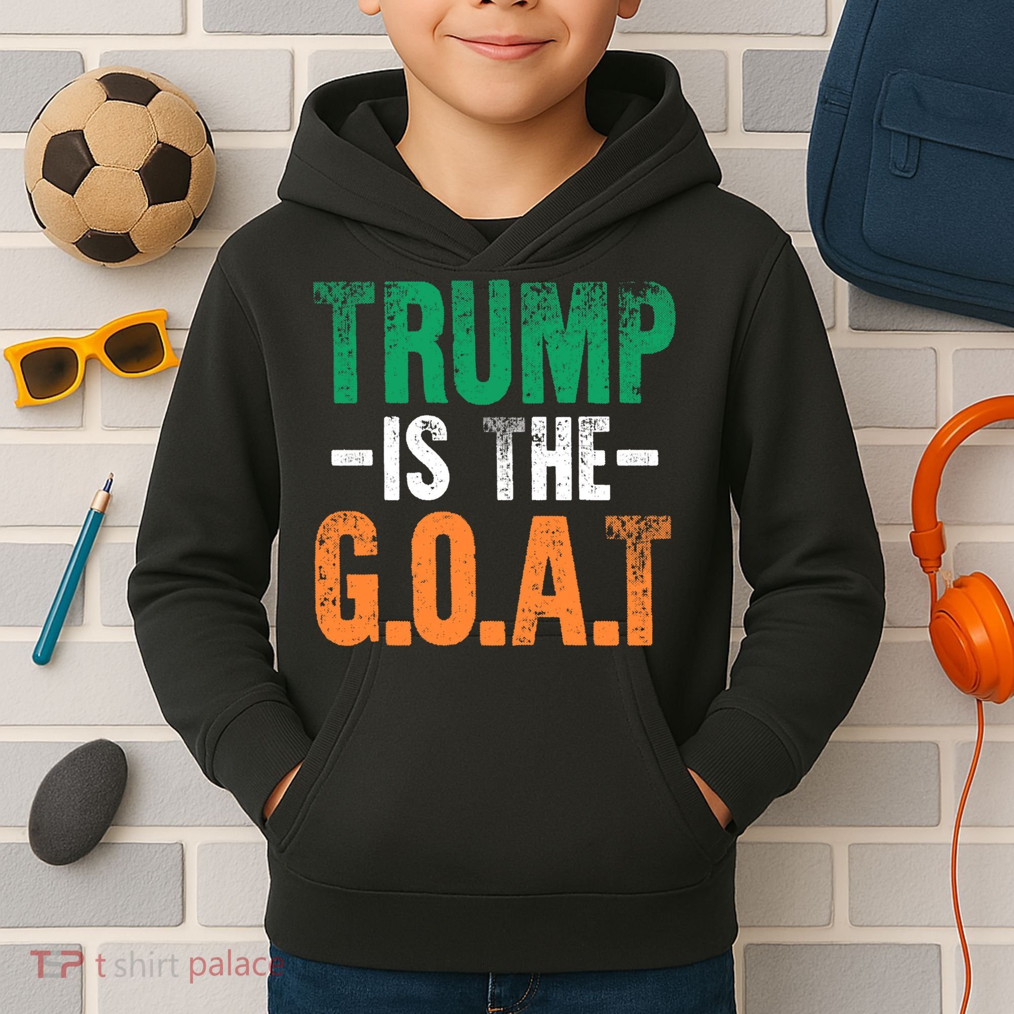 Trump St Patrick's Day Party Gift Donald Trump GOAT Kids Hoodie
