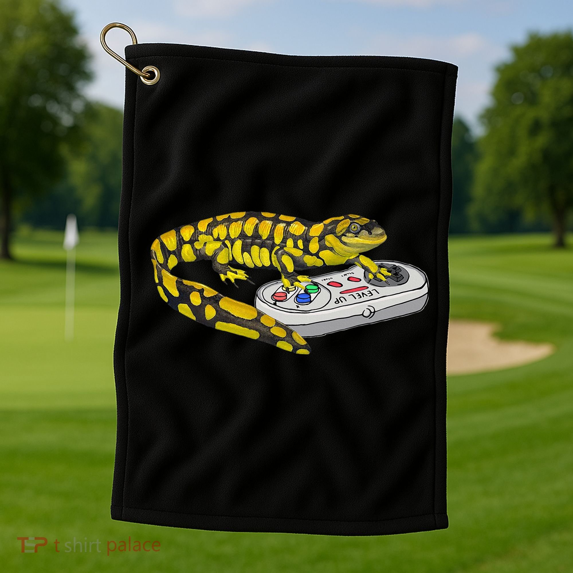 Tiger Salamander Playing Video Game Salamanders Gamers Golf Towel