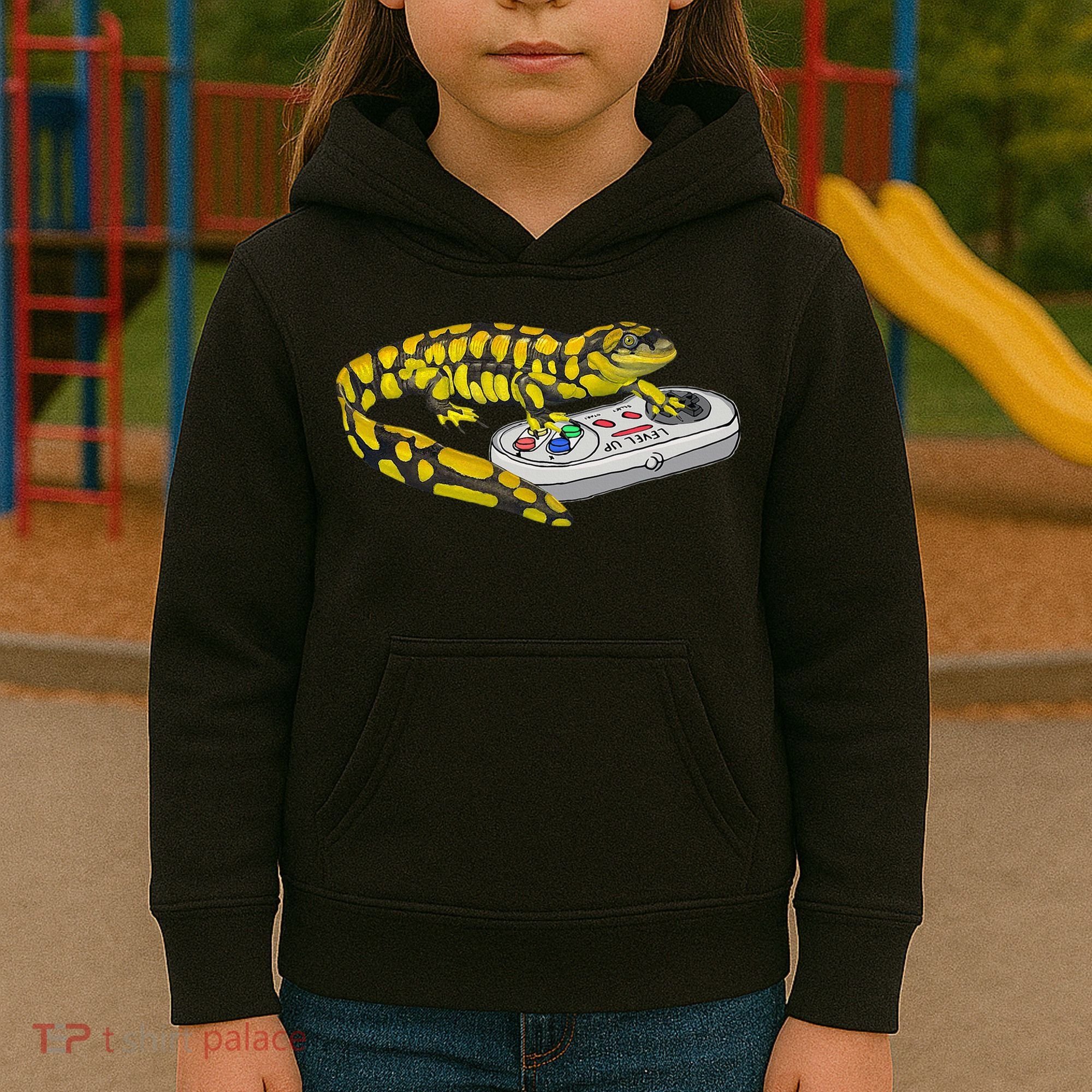 Tiger Salamander Playing Video Game Salamanders Gamers Kids Hoodie