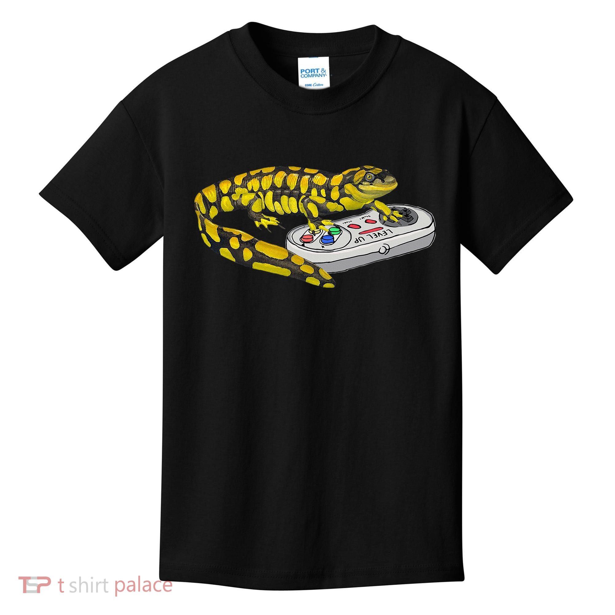 Tiger Salamander Playing Video Game Salamanders Gamers Kids T-Shirt